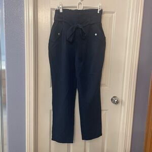 💎 Blue High Waist Pants with Stretchy Waistband and Relaxed Fit